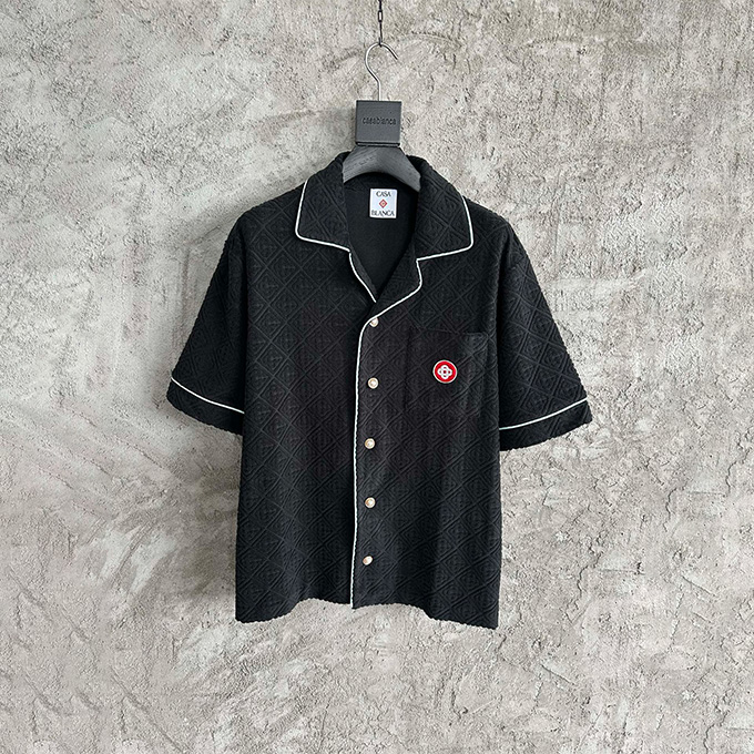 casablanca terry jacquard logo short-sleeve shirt